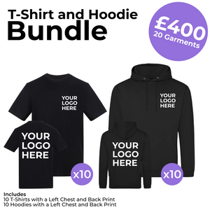 10 T-Shirts and 10 Hoodies Left Chest and Back Print Bundle