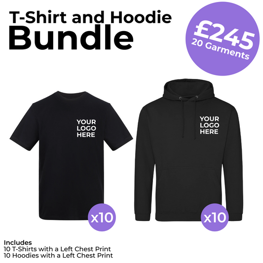 10 T-Shirts and 10 Hoodies Left Chest Print Bundle