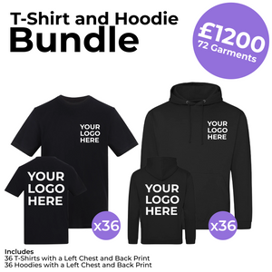 36 T-Shirts and 36 Hoodies Left Chest and Back Print Bundle
